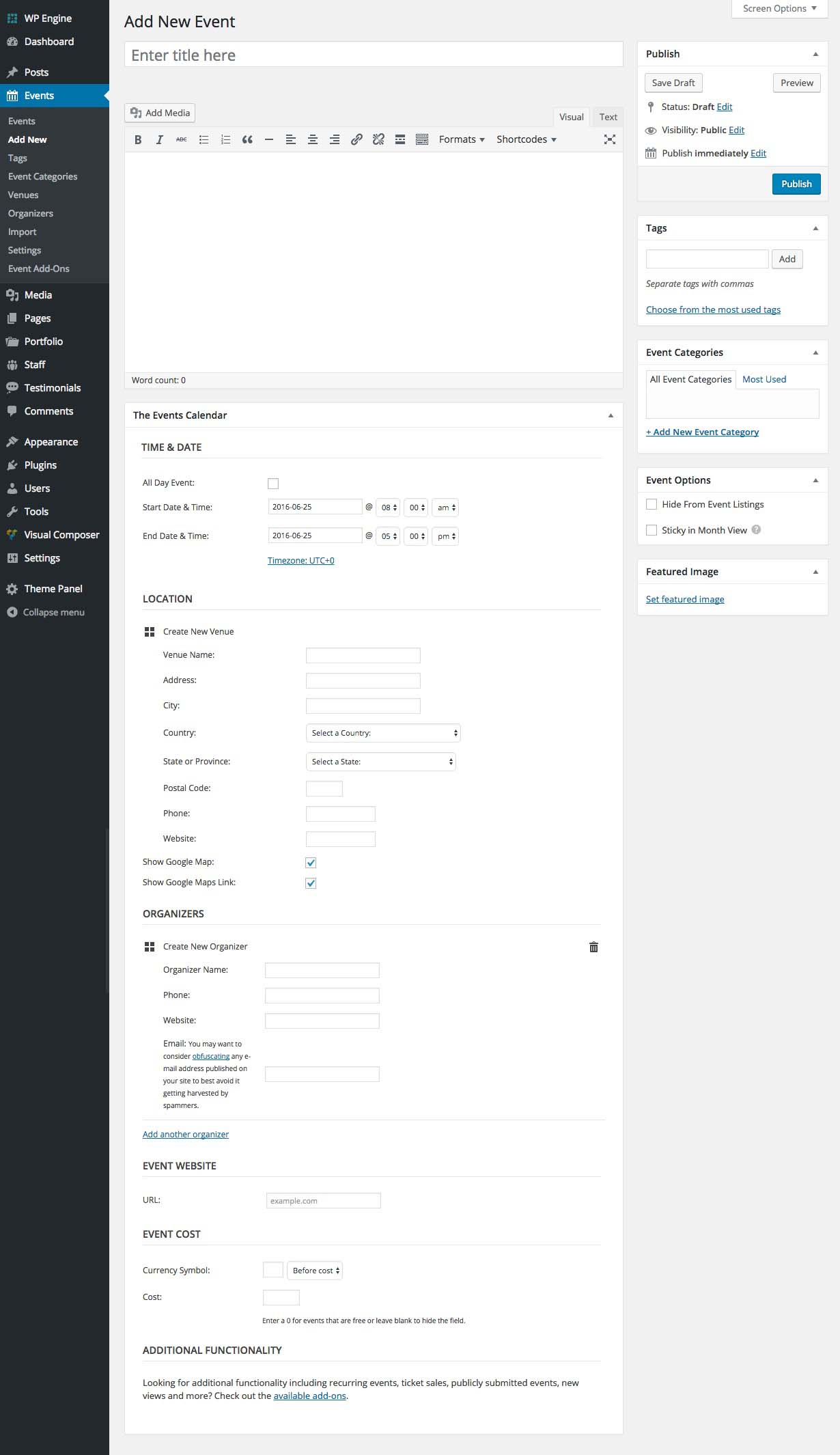 Plugin de calendrier d'événements : ajouter un événement
