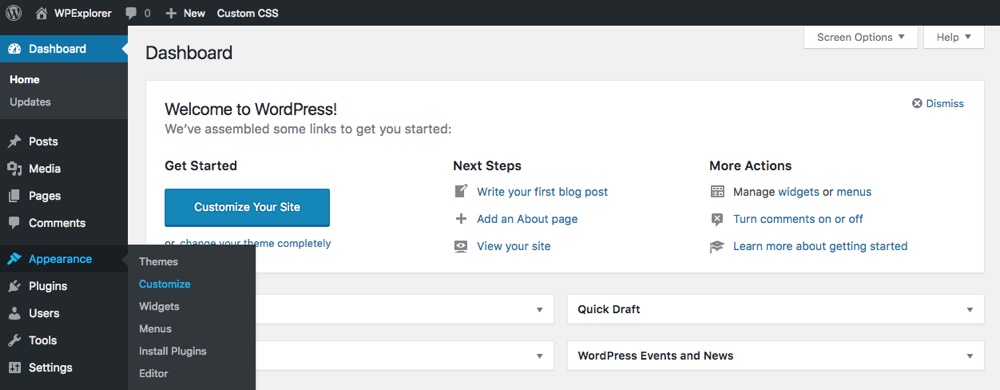 Lien de personnalisation en direct de WordPress