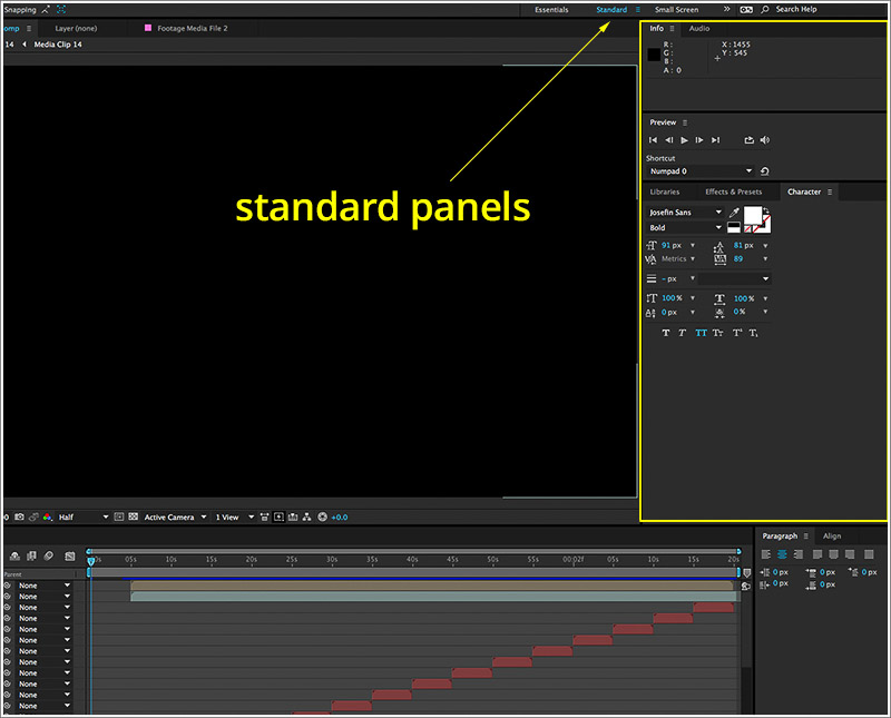Guide du débutant After Effects Outils essentiels