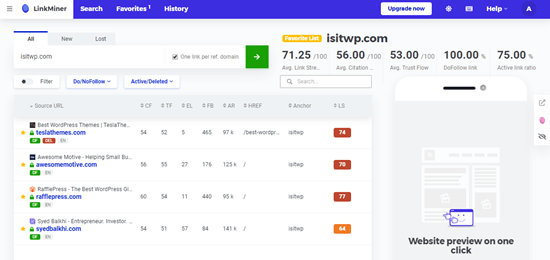 La liste des favoris dans LinkMiner - Themelocal La liste des favoris dans LinkMiner