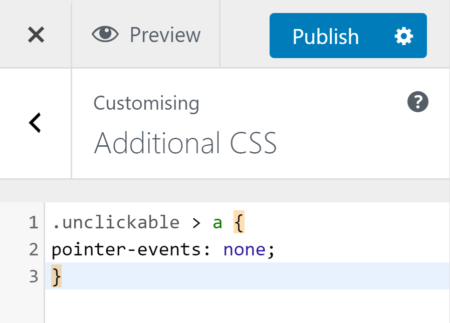 Code ajouté à l'onglet CSS supplémentaire du Customizer