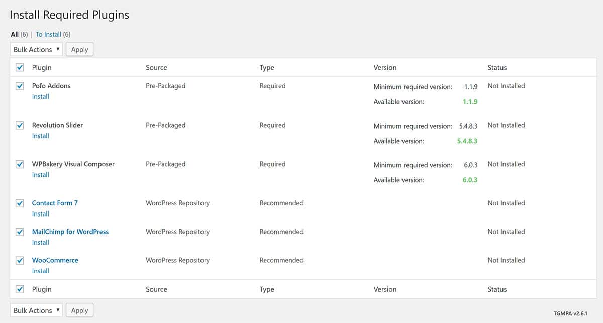 Plugins WordPress requis