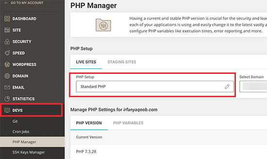 Gestionnaire PHP dans SiteGround - Themelocal Gestionnaire PHP dans SiteGround
