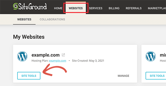 Outils de site SiteGround - Themelocal Outils de site SiteGround