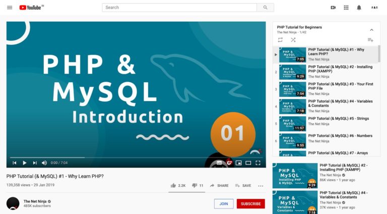 Tutoriel PHP par The Net Ninja