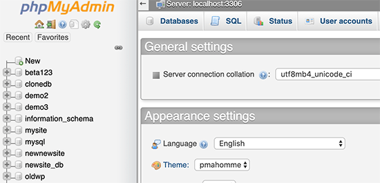 PhpMyAdmin - Themelocal PhpMonAdmin