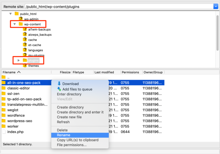 Renommer les plugins pour les désactiver via FTP.