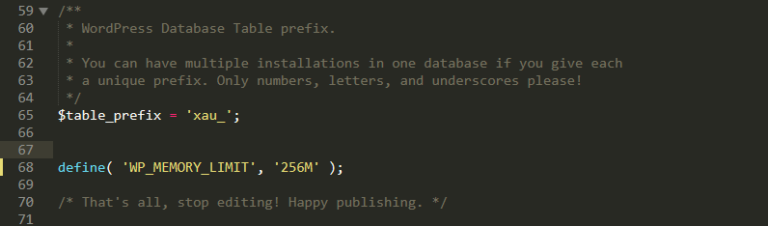 Ouverture du fichier wp-config.php.