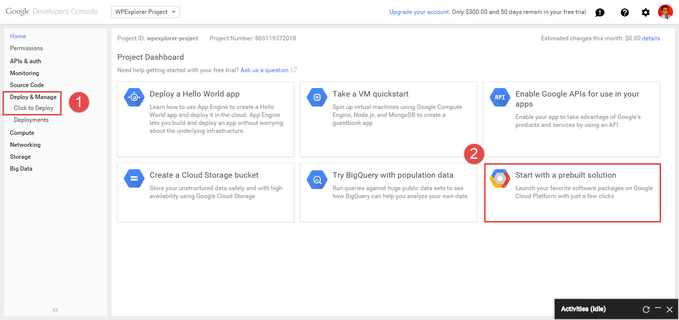 google-cloud-wordpress-012-select panneau de projets pr&eacute;-construits