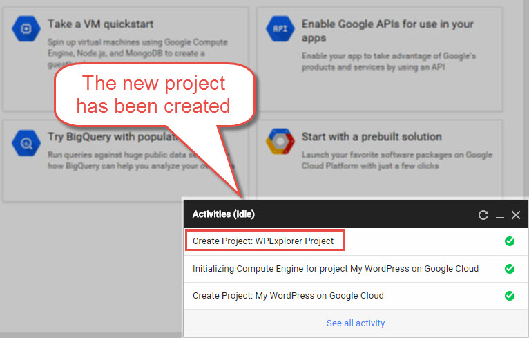 Notification de cr&eacute;ation de nouveau projet google-cloud-wordpress-011