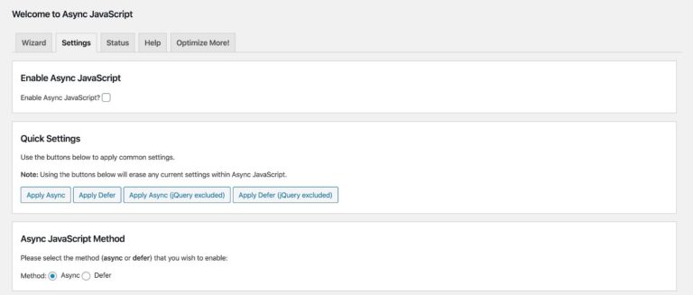 Interface utilisateur du plug-in JavaScript asynchrone