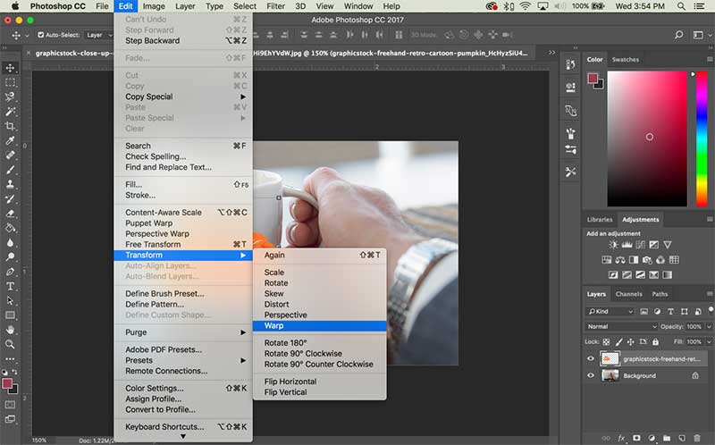 Envelopper une image dans Photoshop
