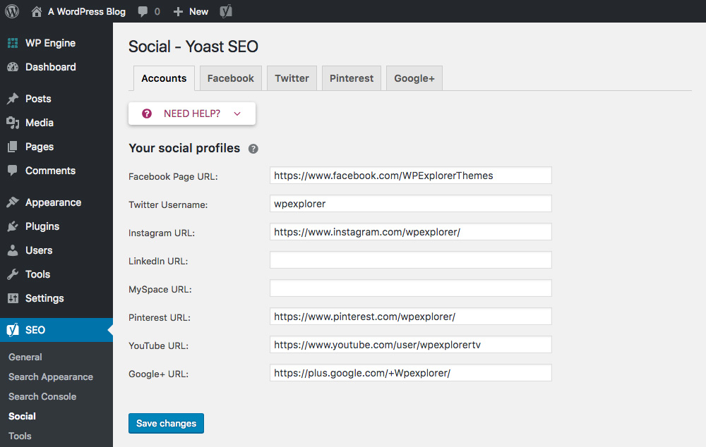 Paramètres sociaux de Yoast SEO