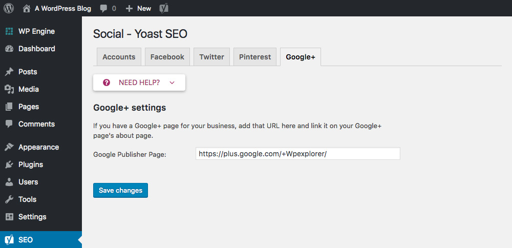 Yoast SEO : Google+ Open Graph Data