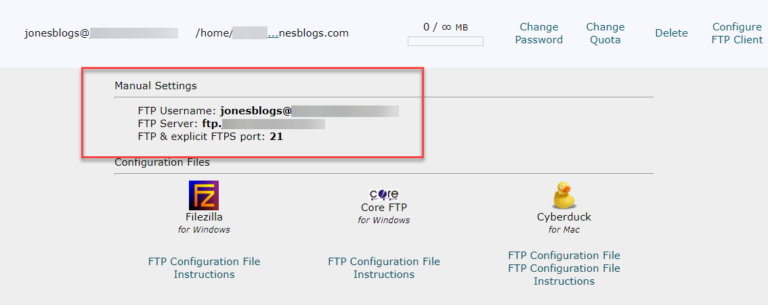 Paramètres FTP de SiteGround