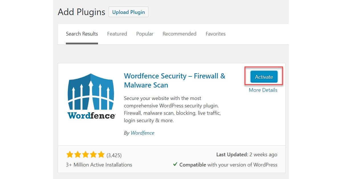 Comment installer un plugin WordPress - Wordfence