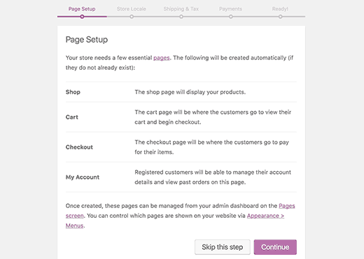 Configuration de la page WooCommerce