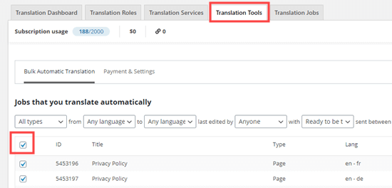 Sélection de votre contenu pour la traduction automatique en masse - Themelocal Sélection de votre contenu pour la traduction automatique en masse