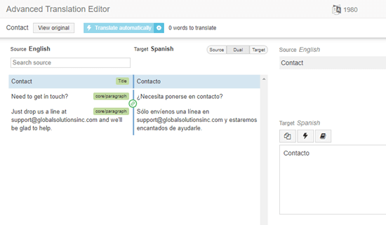 La traduction espagnole terminée de notre contenu - Themelocal La traduction espagnole terminée de notre contenu