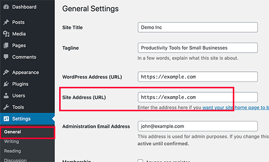 Paramétrage de l'URL du site WordPress - Themelocal Paramétrage de l'URL du site WordPress