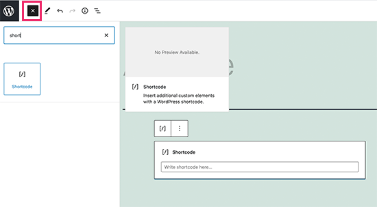 Ajouter un bloc de shortcode dans WordPress