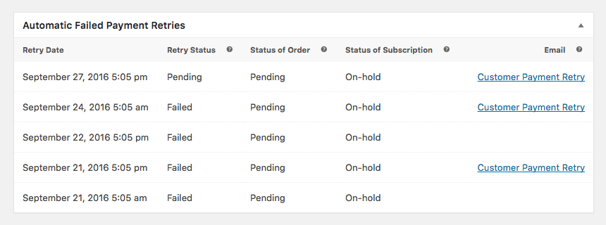 Nouvelle tentative d'abonnement à WooCommerce
