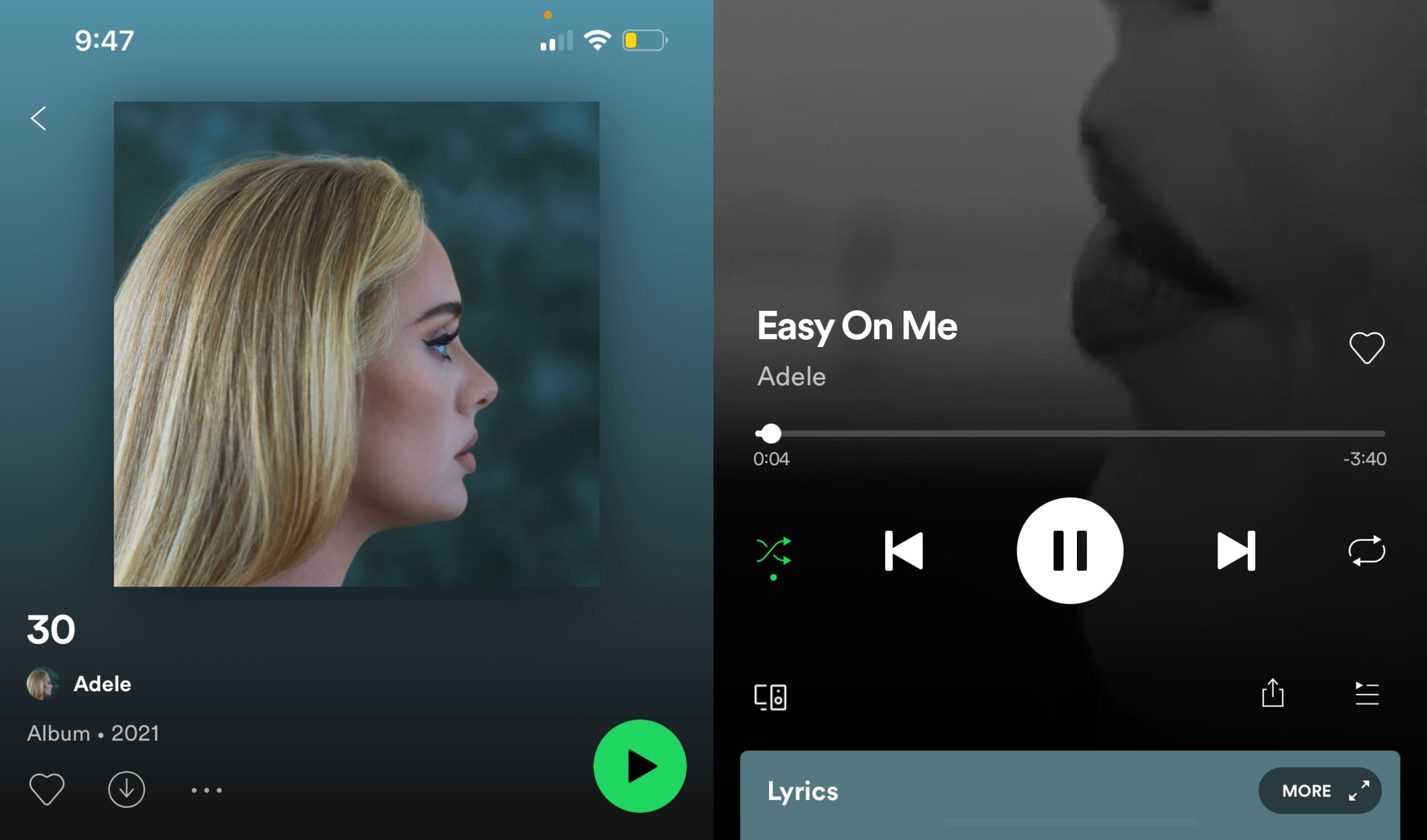 Adele a raison les boutons de lecture aleatoire sont