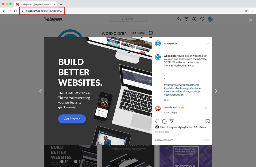 Intégration WordPress Instagram