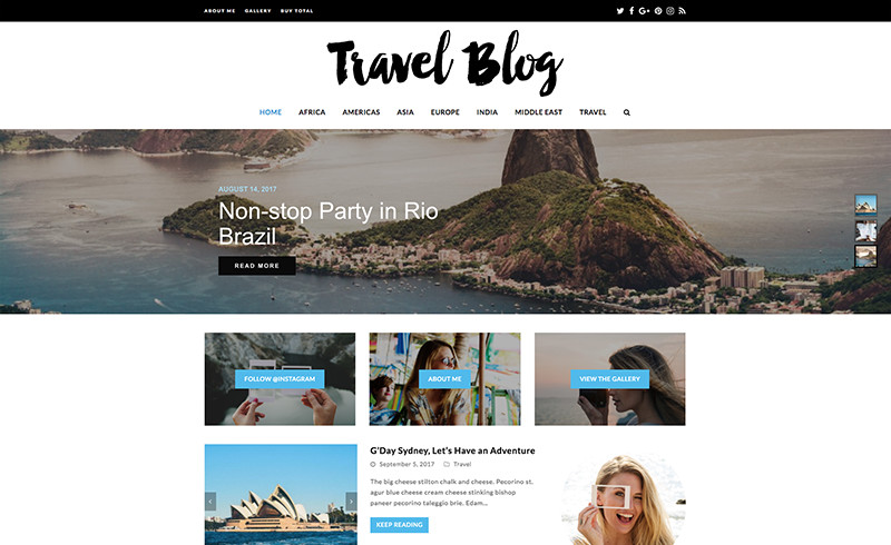 Thème WordPress total (démo de blog de voyage)