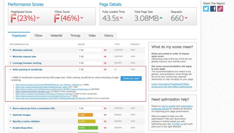 Différer l'analyse de JavaScript dans GTMetrix