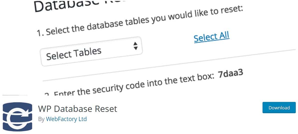 Réinitialiser votre site WordPress WP Database Reset