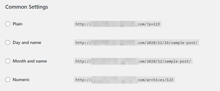 Configuration des paramètres de permalien dans WordPress.