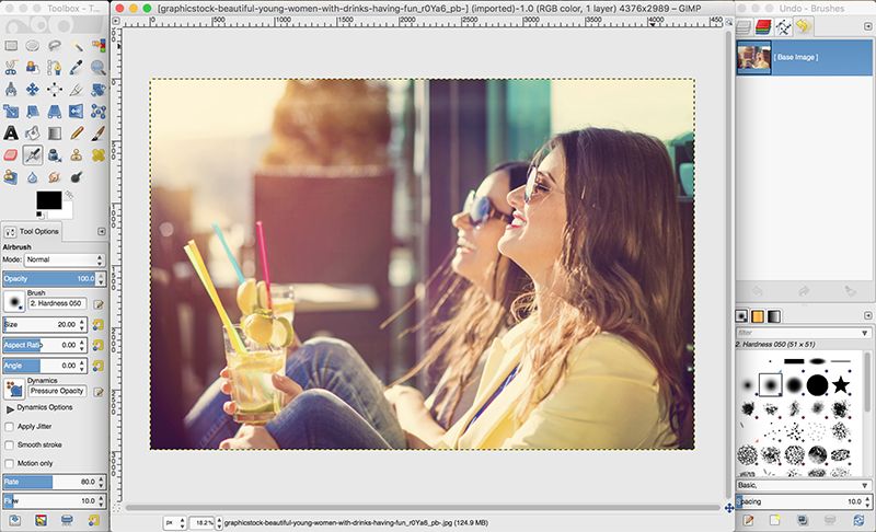 Espace de travail GIMP avec une photo