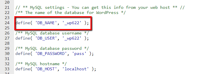 WordPress Définir la base de données