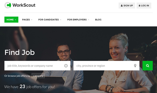 Thème du site d'emploi WordPress WorkScout