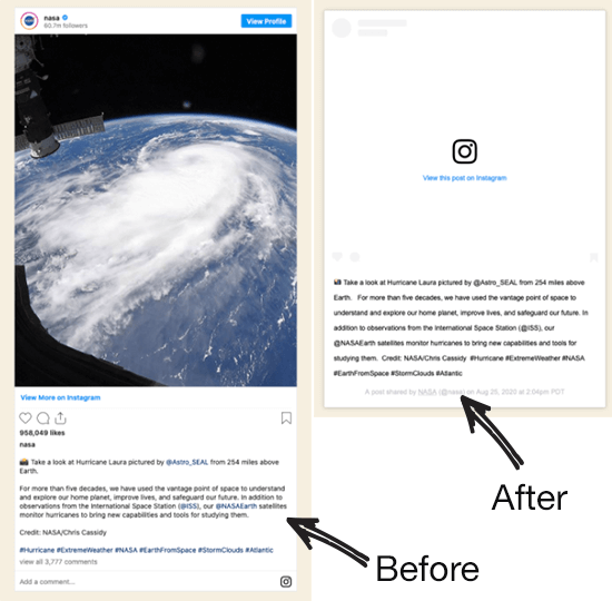 Instagram oEmbed avant et après le changement d'API - Themelocal Instagram oEmbed avant et après le changement d'API