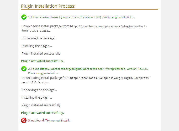 Progression de la liste de plusieurs plugins