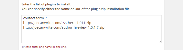 URL des plugins de la liste de plusieurs plugins