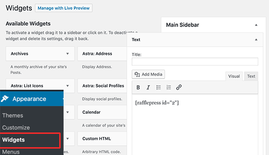 Ajouter un widget shortcode - Themelocal Ajouter un widget de shortcode