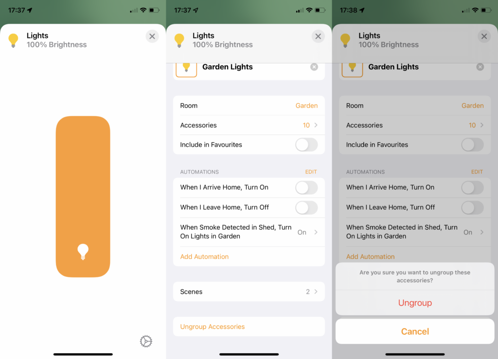 Dégrouper HomeKit