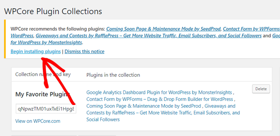 Cliquez sur Commencer l'installation des plugins sur WPCore - Themelocal Cliquez sur Commencer l'installation de l'option de plugins sur WPCore