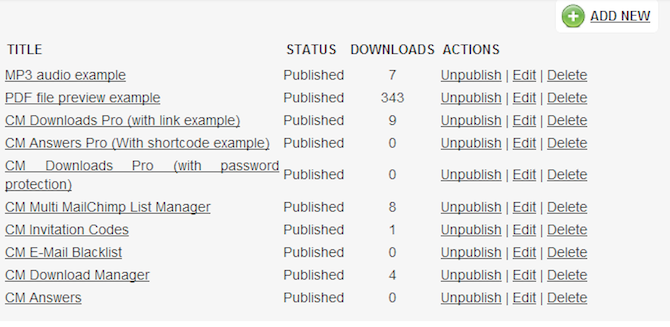 CM Downloads Manager User Dash