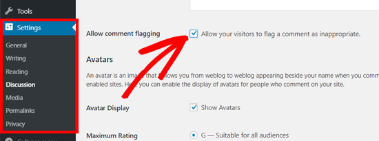 Autoriser l'option de marquage des commentaires dans les paramètres de discussion WordPress - Themelocal Autoriser l'option de signalisation des commentaires dans les paramètres de discussion WordPress