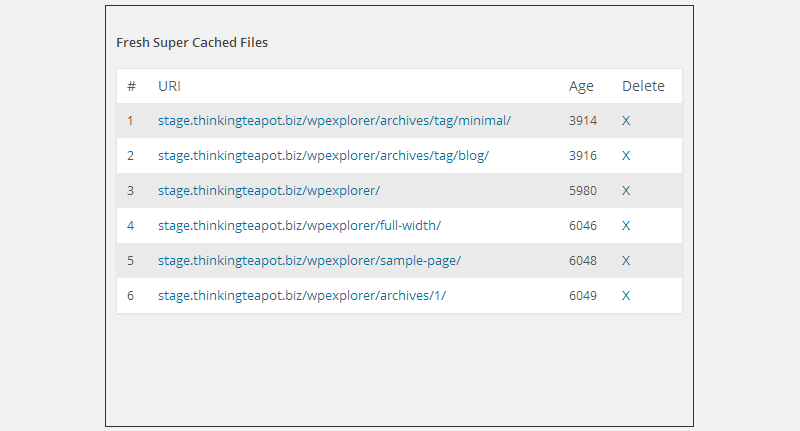 Liste de tous les fichiers mis en cache
