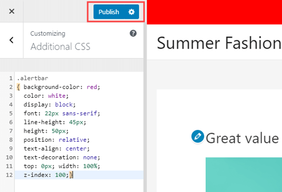 Le CSS supplémentaire tel qu'affiché dans le personnalisateur de thème - Themelocal Le CSS supplémentaire tel qu'il est affiché dans le personnalisateur de thème