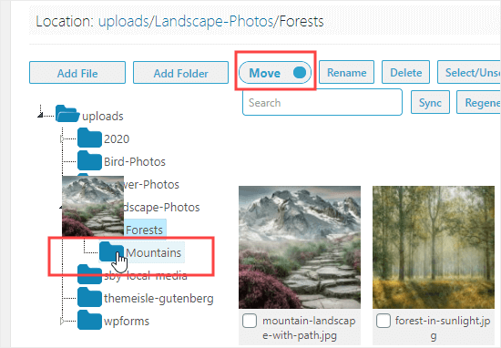 Déplacer une image dans le dossier Montagnes - Themelocal Déplacer une image dans le dossier Montagnes