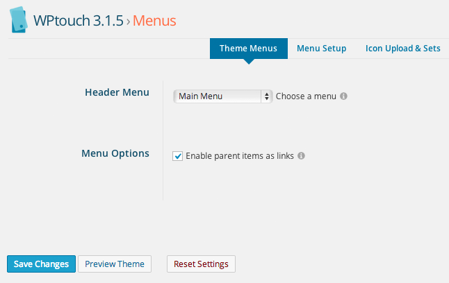 Menus WPtouch