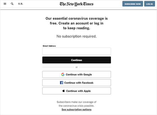 Le New York Times demande une adresse e-mail mais pas de paiement - Themelocal Le New York Times demande une adresse e-mail mais pas de paiement