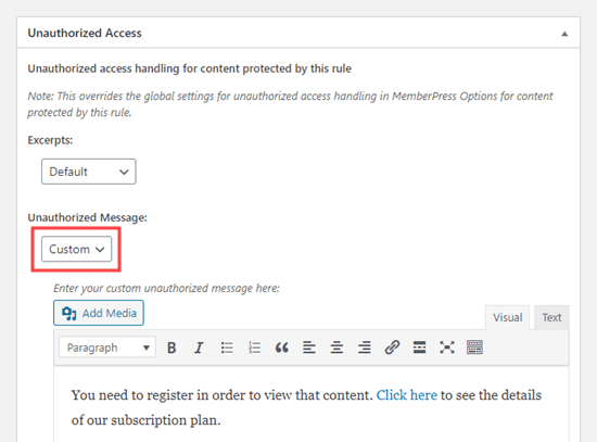 Modification du message d'accès non autorisé - Themelocal Modification du message d'accès non autorisé