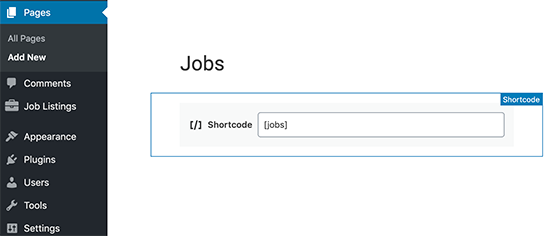 Ajouter un shortcode de jobs - Themelocal Ajout d'un shortcode d'emploi